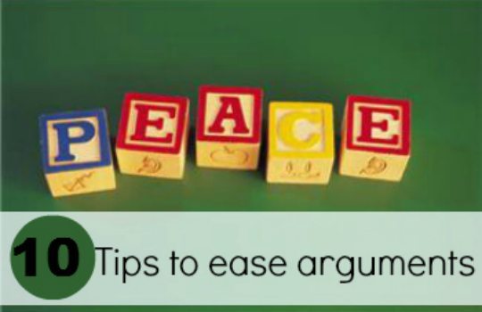 The image is providing 10 tips to help people manage and resolve arguments.