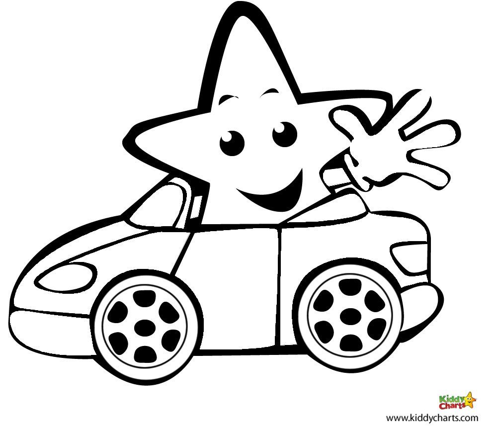Car coloring pages: Little star in his car