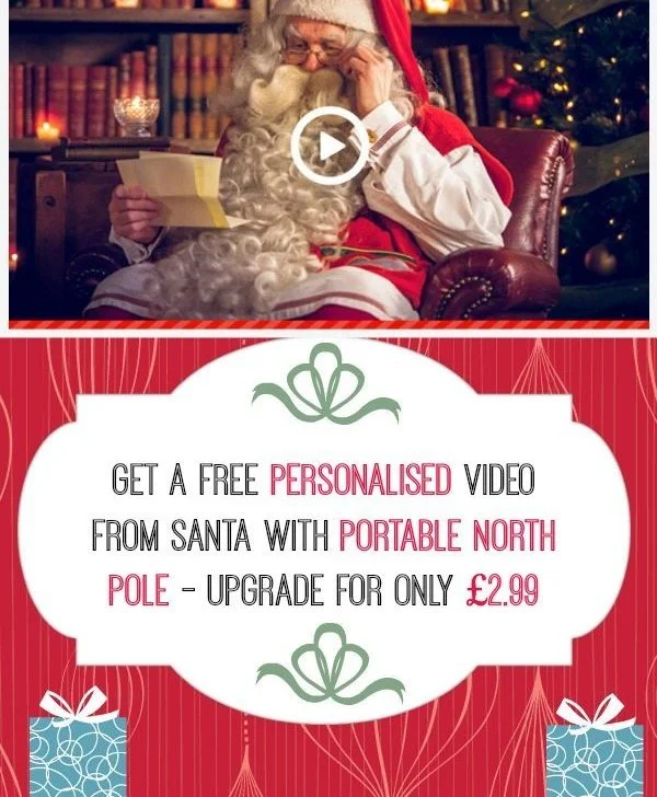 Did you know you can get a FREE video message from Santa from Portable North Pole? Well you do now, don't you?