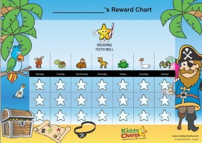 Gorgeous reward chart for kids - anyone that likes pirates really - to encourage your kids to brush their teeth.. All FREE :-D