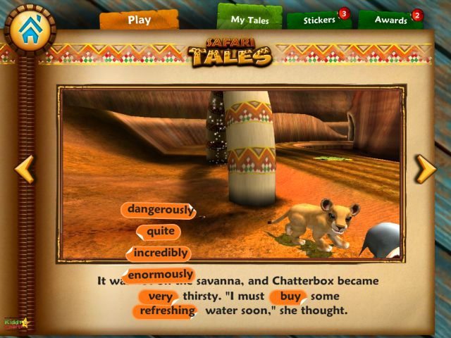 During gameplay you build you book, and you can change the adjectives within the story afterwards...