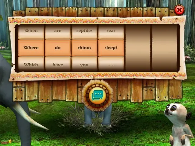 You can ask Darwin questions through the Word Wheel in the game.