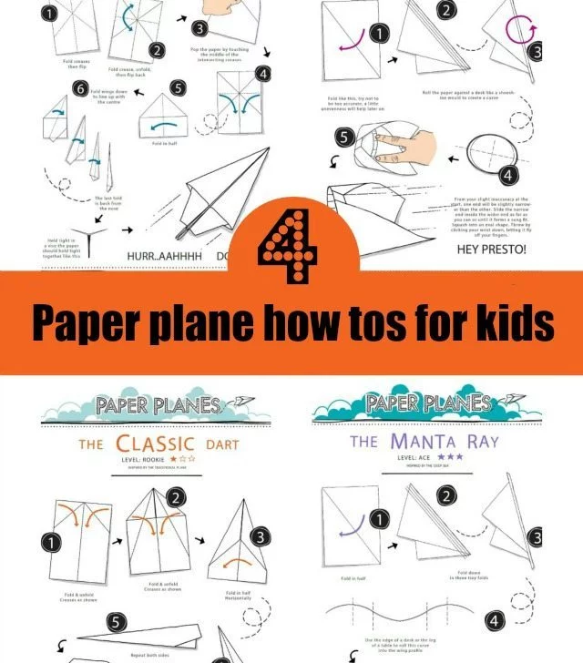 How to make paper aeroplanes with the kids. Four designs to choose from; the raptor, the deifer, the manta ray and the dart. A paper aroeplace for everyone. Why not down the how tos and make one now?