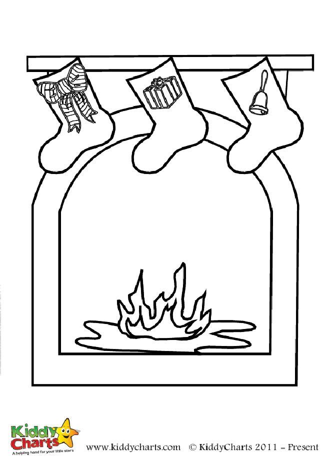 Lovely Christmas fireplace coloring page - Free to print