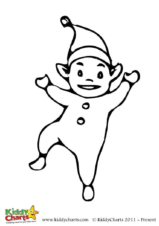 Free cute elf colouring page for the kids