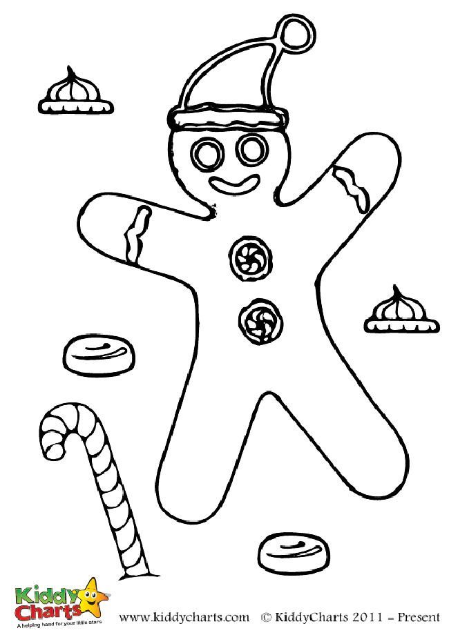 Free Christmas gingerbread man colouring page to download and print