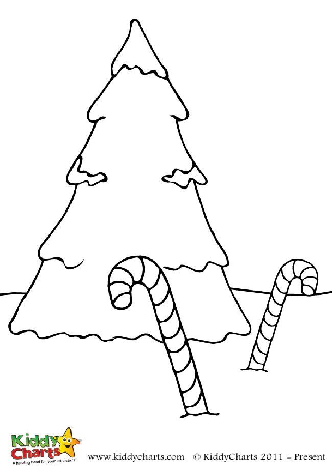Free Christmas tree and candy cane coloring