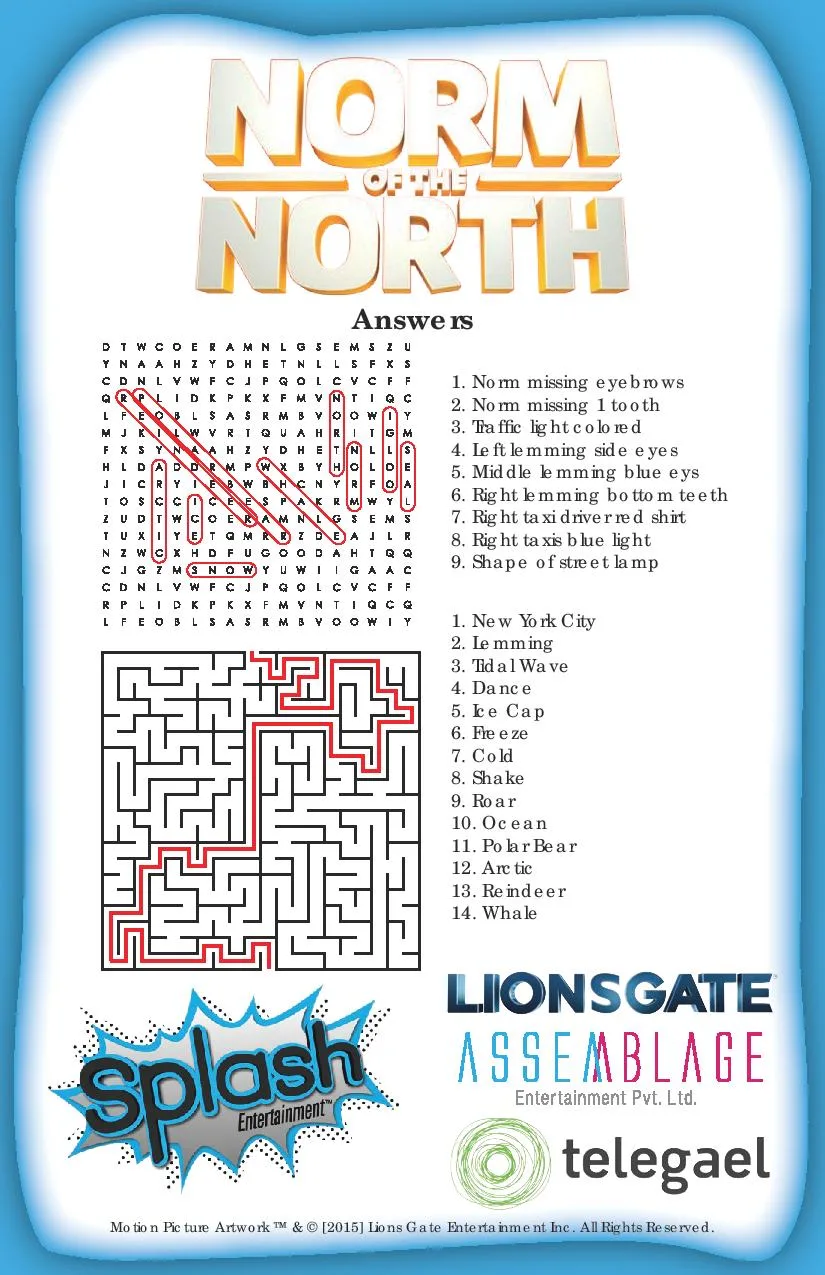 Norm of the North Activity Sheets Answers