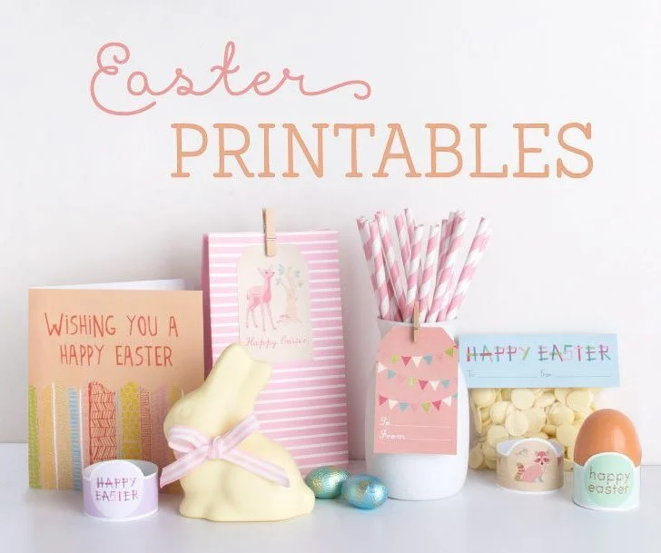 The image is wishing viewers a happy Easter with printables and a greeting from Happy Boston.