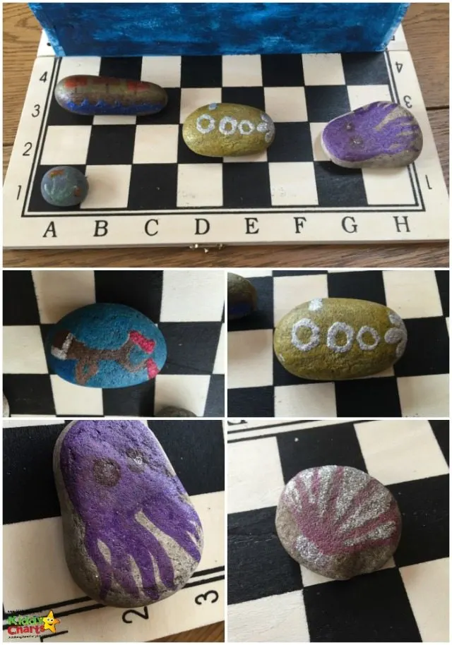 This is some of the ways that we decorated the stones for the battleship craft we did. Perfect for the under the sea theme, but you can do anything you want here really...