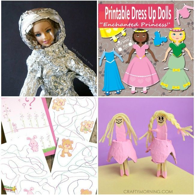 Doll activities and printables round up for kids to have lots of fun