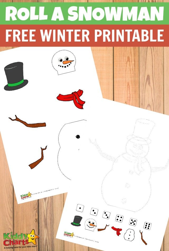 Roll a snowman Free winter printable KiddyCharts