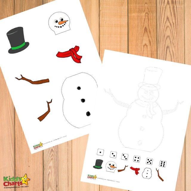 Roll a snowman Free winter printable KiddyCharts