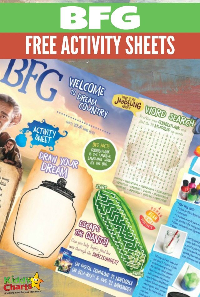 BFG activity sheet for kids