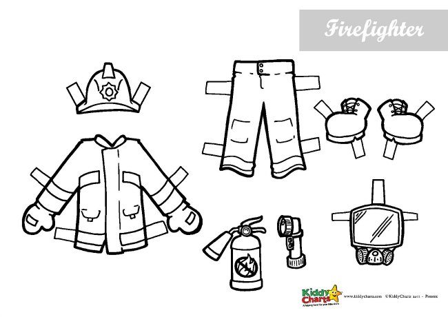 Fireman activity Paper Dolls and Outfits