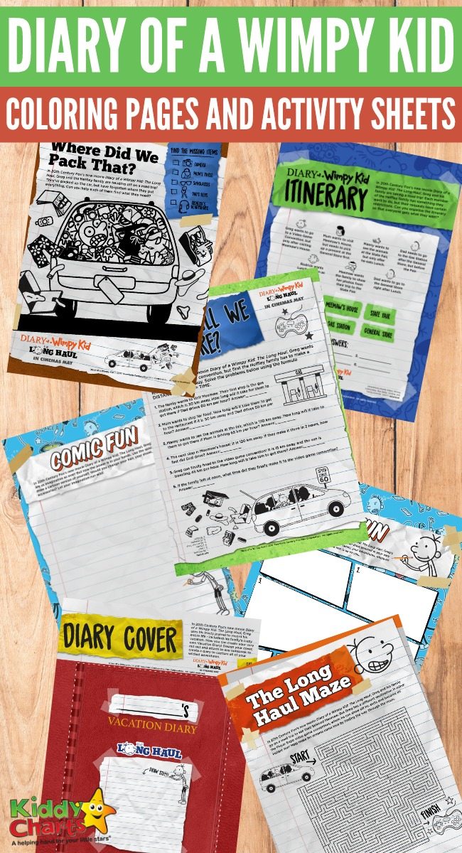 Diary of a Wimpy Kid coloring pages and activity sheets for kids