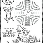 In this image, a cat is navigating a maze in order to find a wand, with the help of characters from the book, The Gruffalo's Child.