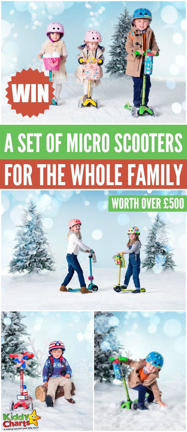 Win a set of Micro scooters for the whole family worth over £500 #KiddyChartsAdvent #Giveaways #freestuff