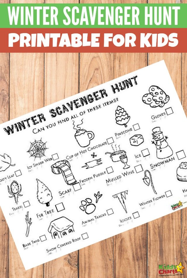 Winter scavenger hunt: And you can colour it in too! #freeprintablesforkids #printableactivity #scavengerhunt