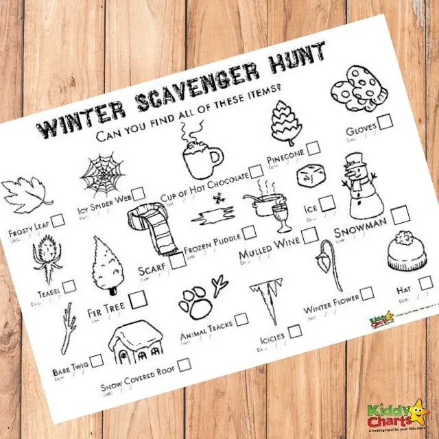 Winter scavenger hunt: And you can colour it in too!