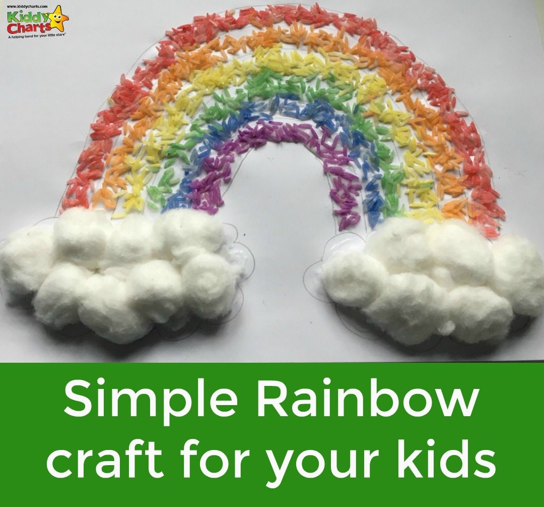 This is one of those simple, gorgeous rainbow crafts that is so easy to do, you wonder why you haven't done it before. The kids will love it, and the basic tools; rice, a bag, and a few cotton balls, shouldn't be hard to find either. It is a wonderful sensory activity too thanks to the coloured rice.