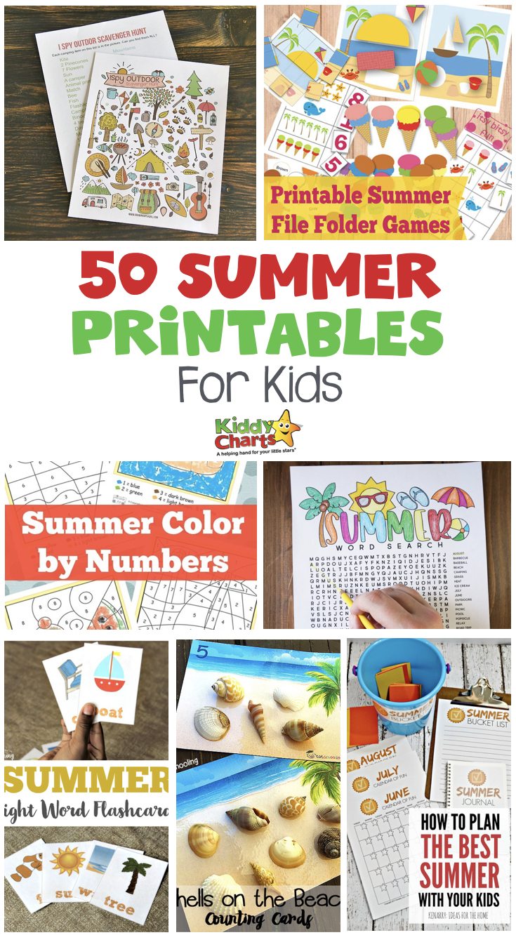 Summer is full of colors and activities for the little people and you. Today I have 50 summer printables for kids to have some super fun summer activities. You can get coloring pages, activity lists, games, worksheets, crafts, and planner printables to make your days more awesome.