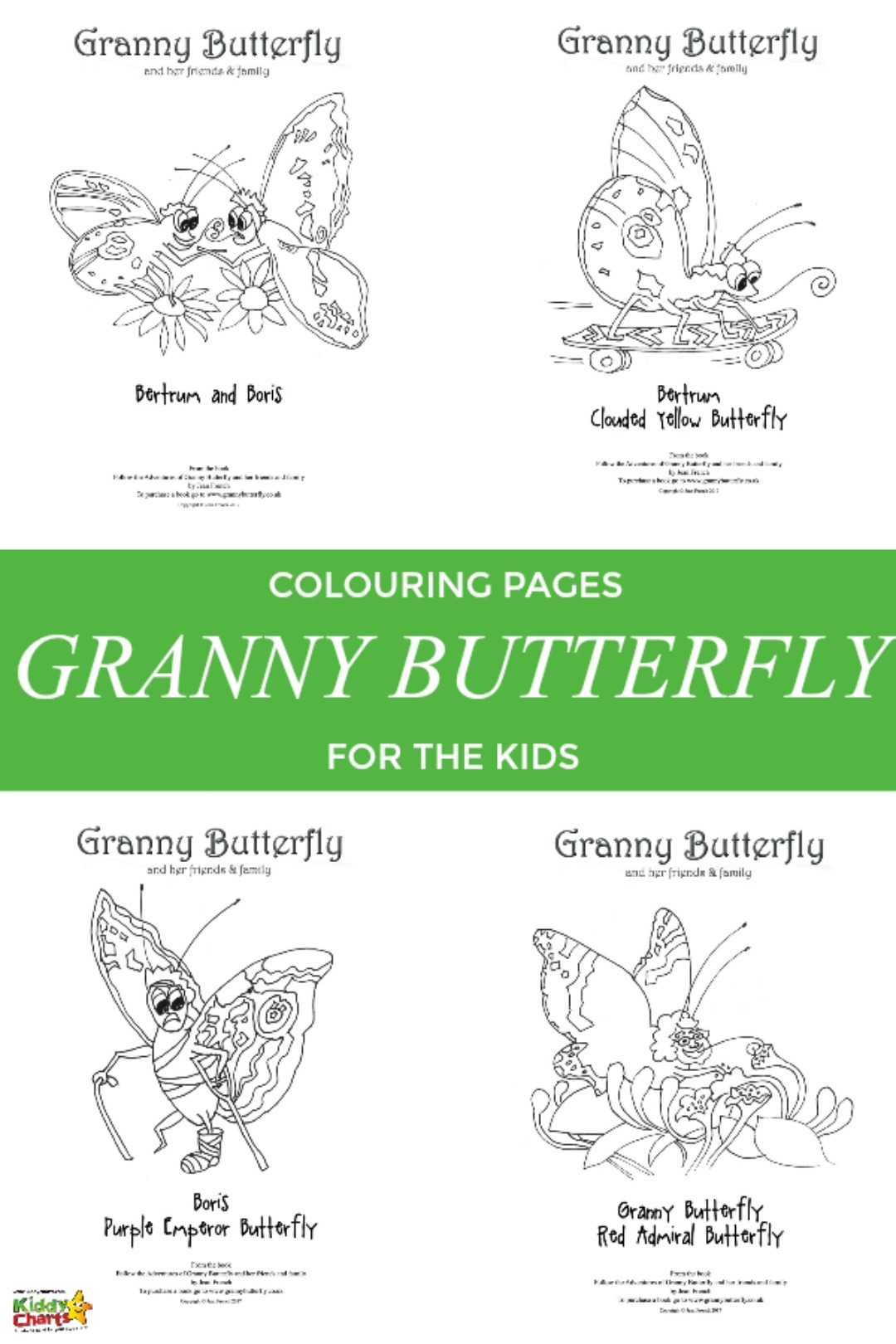 Granny Butterfly colouring pages to use while you read the book with your kids! #reading #butterflies #coloring #colouring