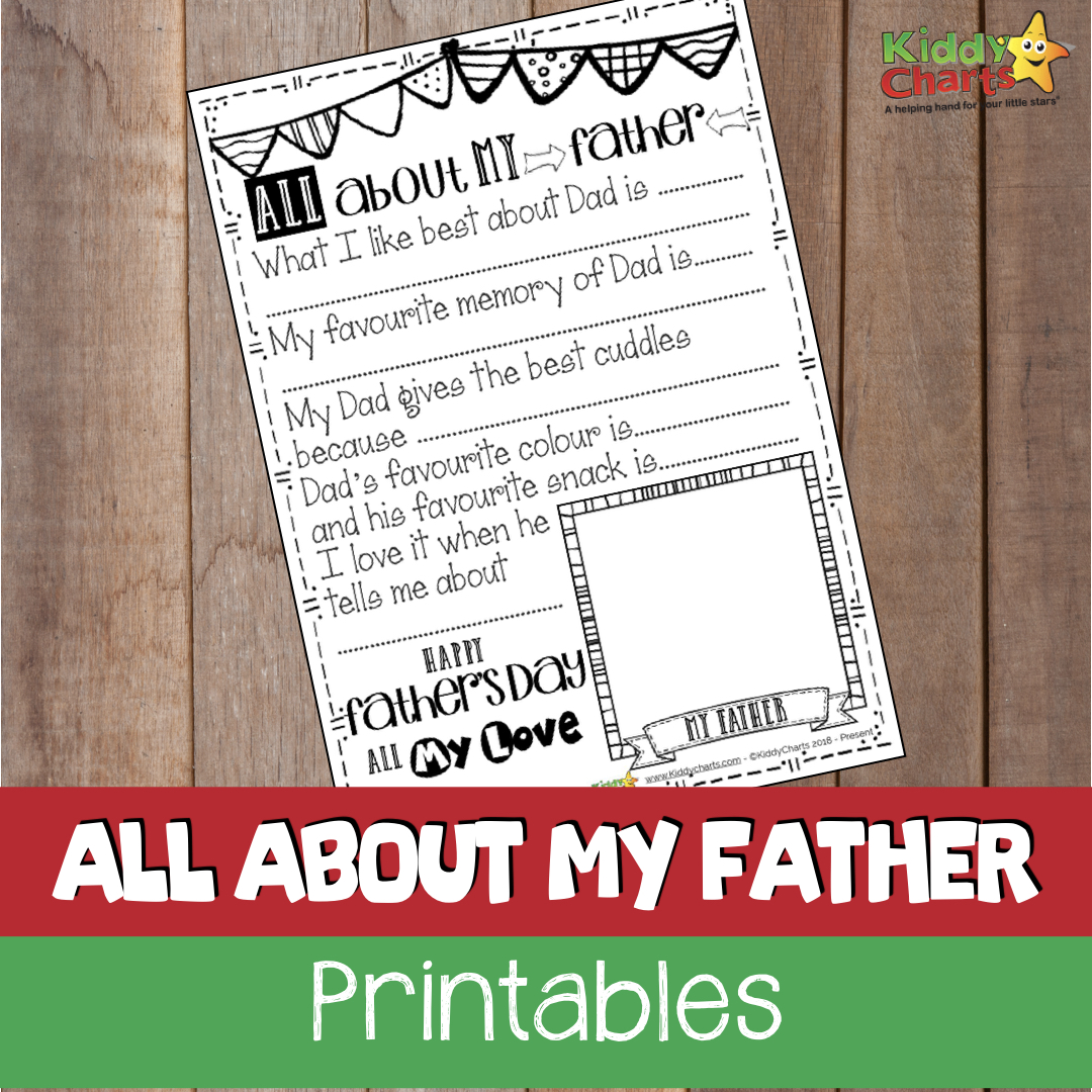 We have a lovely fathers day gift idea for you on the site today; visit to get an all about my Father certificate for the kids to colour in and fill out with you!