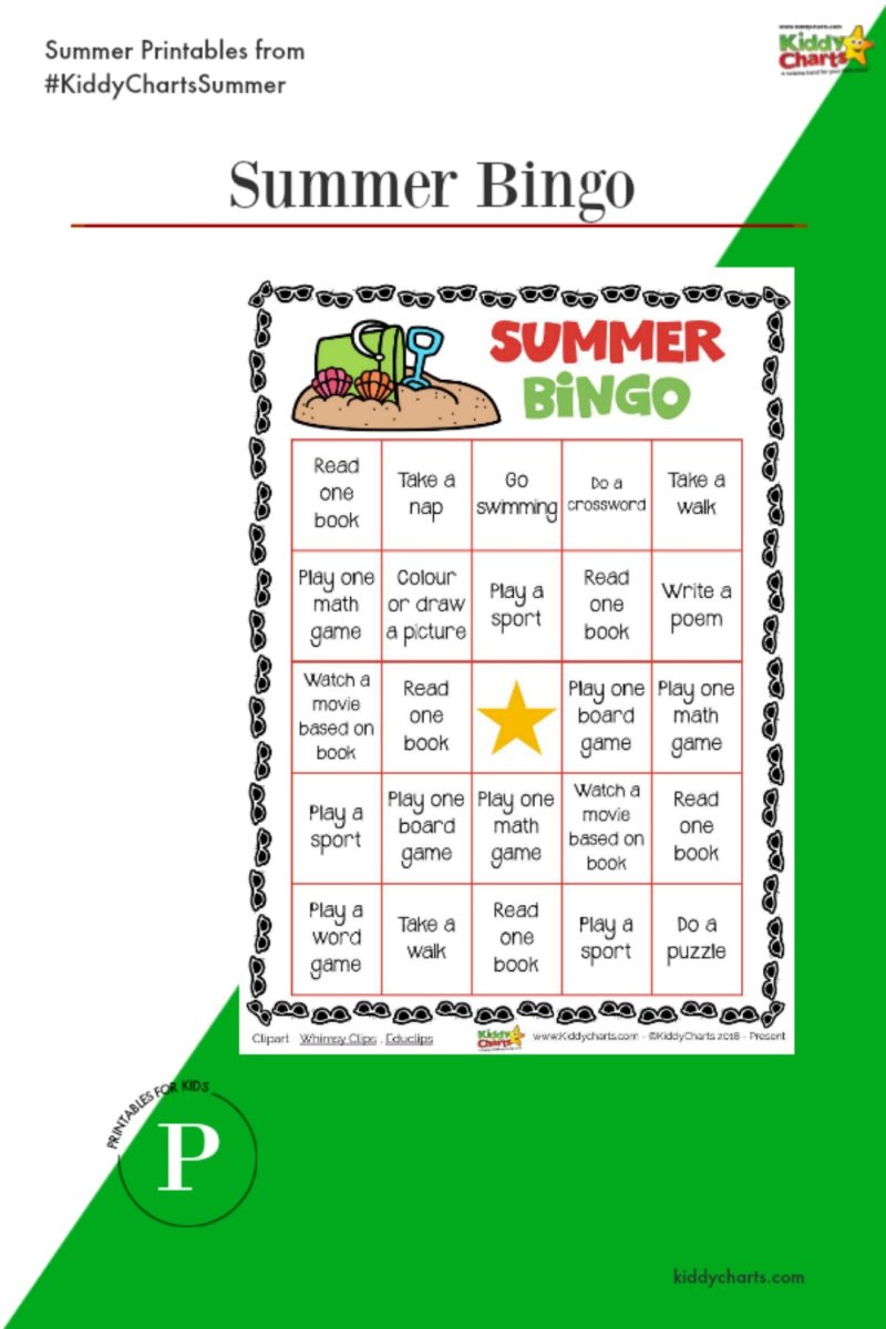 Day 1: Summer bingo printable game #KiddyChartsSummer