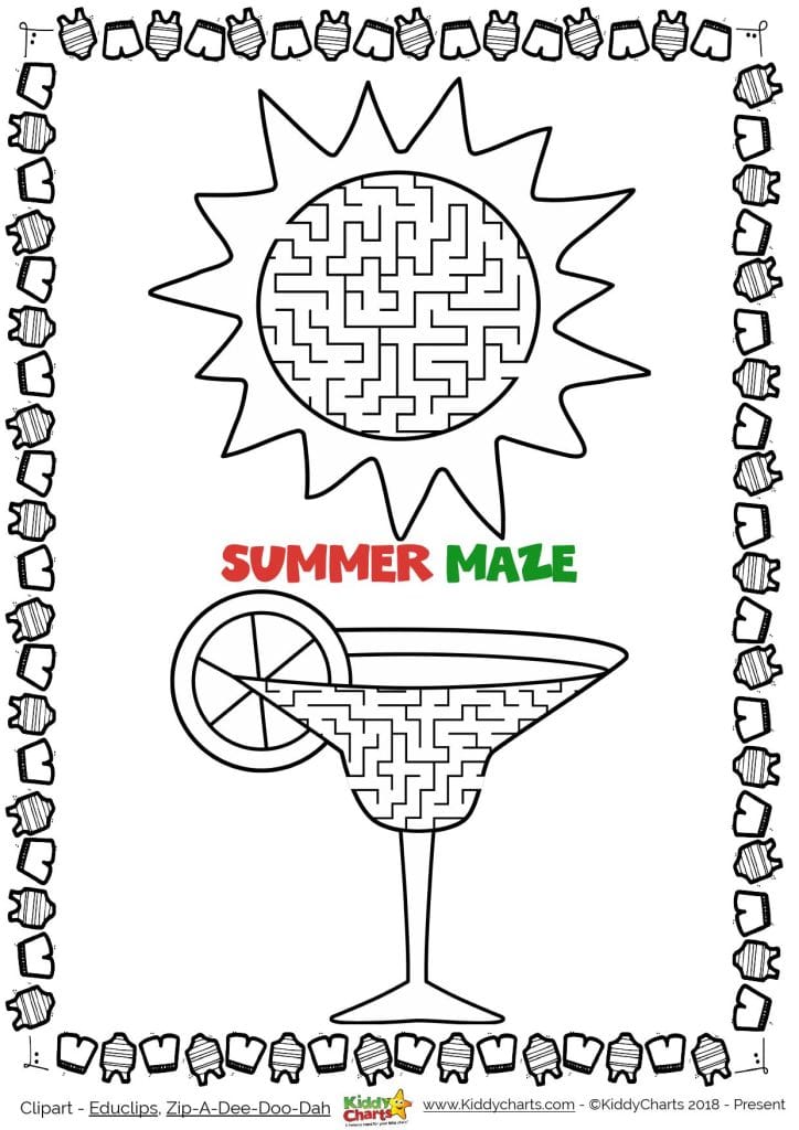 Day 9 Summer maze activity KiddyChartsSummer