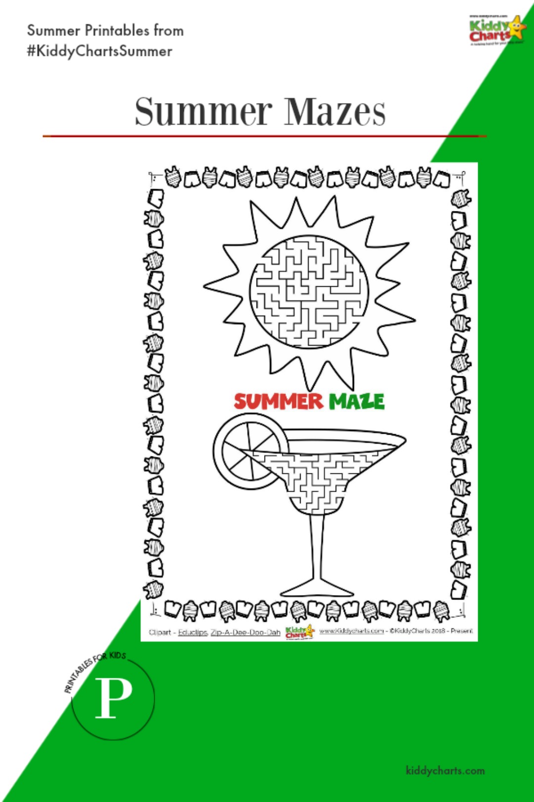 Who doesn't love a maze activity - we have two summer ones for you. Visit the blog for more wonderful summer printables! #kids #summer #printables
