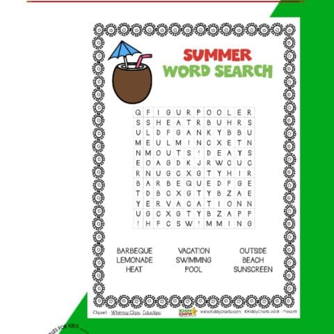 Summer holidays word search printable #31daysofactivities