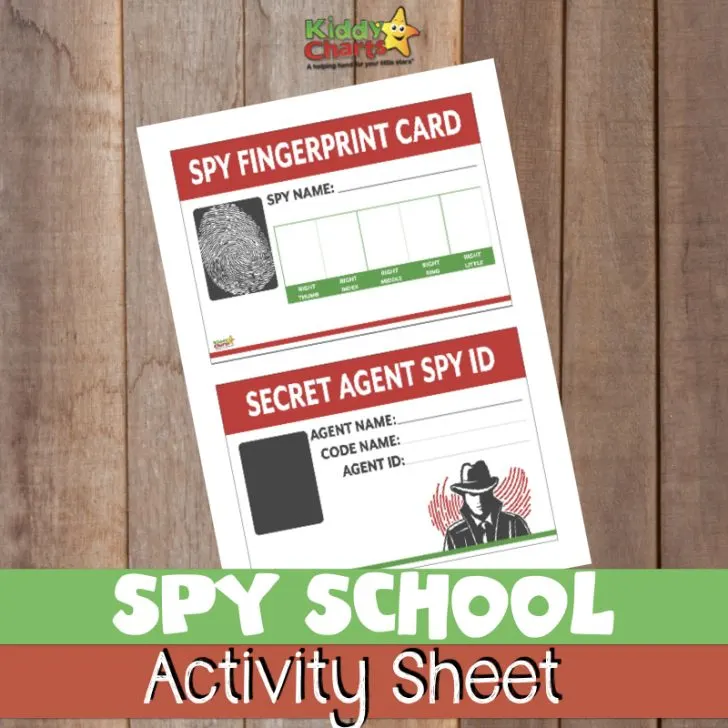 Do you have aspiring spy kids - then check out this spy school activity sheet including a fingerprint card and a secret agent ID! #spies #jamesbond #printables #kidsactivities