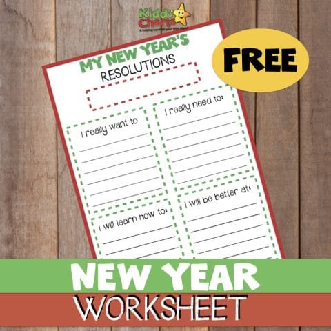 Free printable kids' new year's resolution worksheet