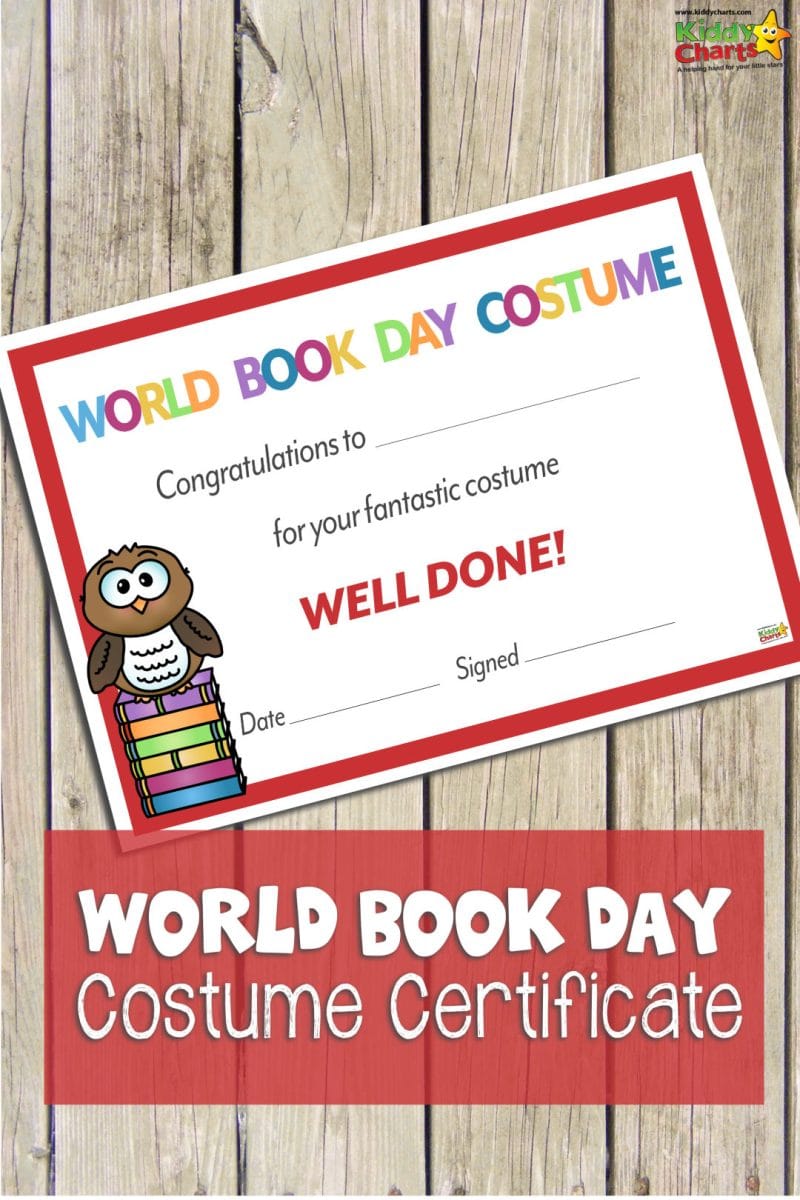 World Book Day Certificate Best Costume