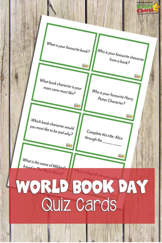 Eight World Book Day Quiz cards Free printables