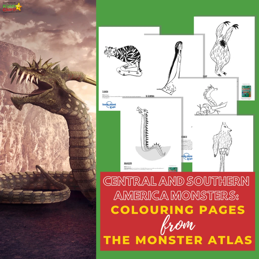 Central and South America monster colouring pages from Monster Atlas