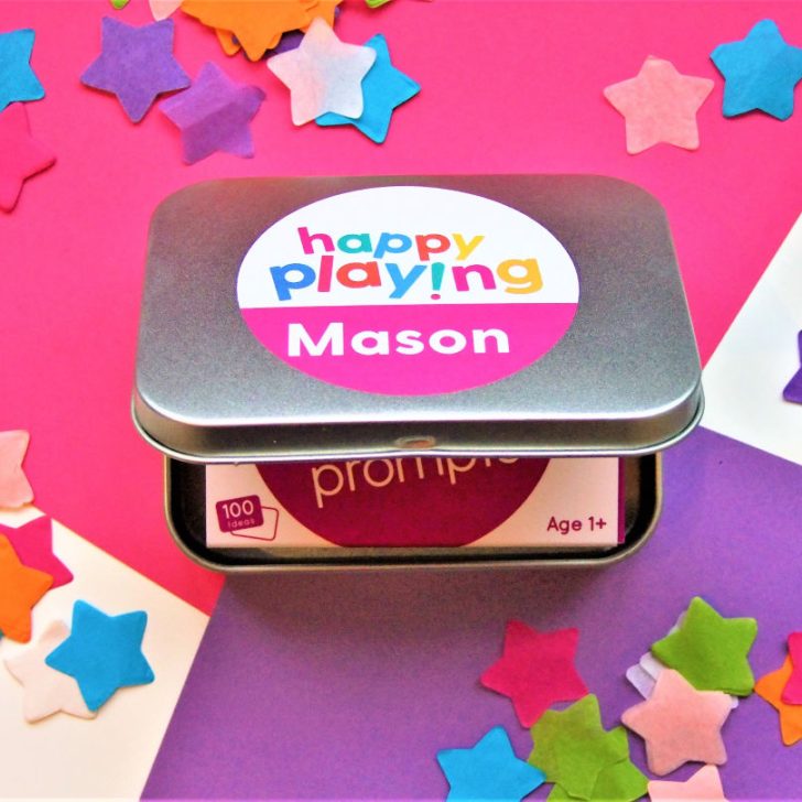 A cartoon Mason happily plays with a pink text prompt labeled 