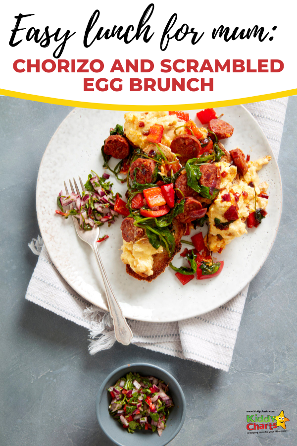 Breakfast for lunch is a brilliant idea. You'll enjoy this delicious chorizo and scrambled egg recipe for lunch or dinner. #Lunch #Recipe