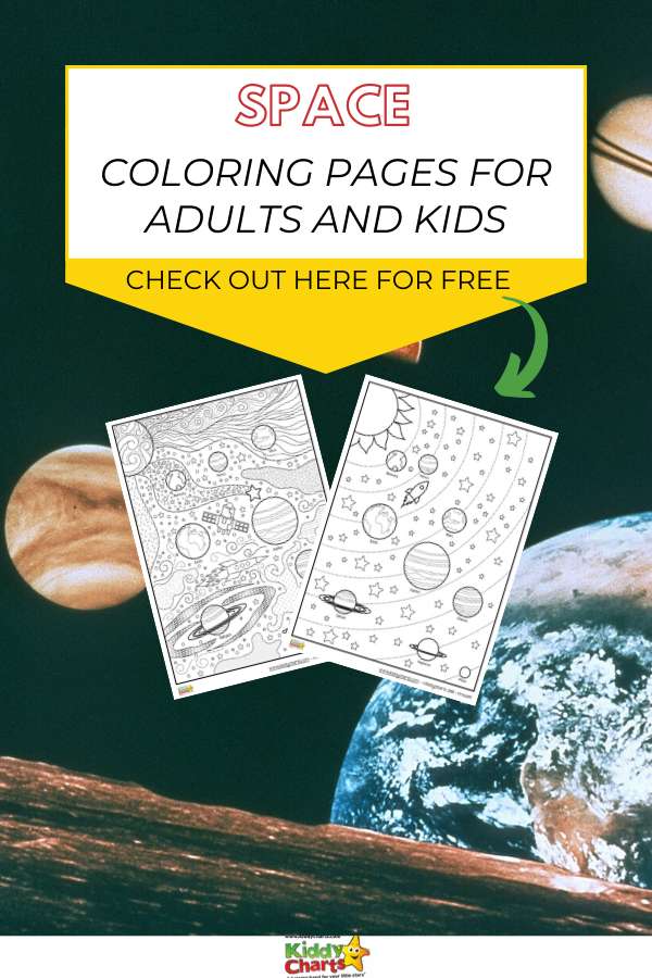 Space coloring pages for adults and kids - Kiddy Charts