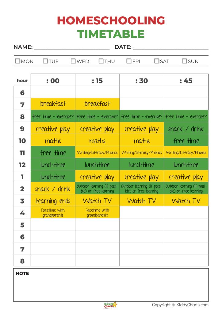 free homeschooling timetable