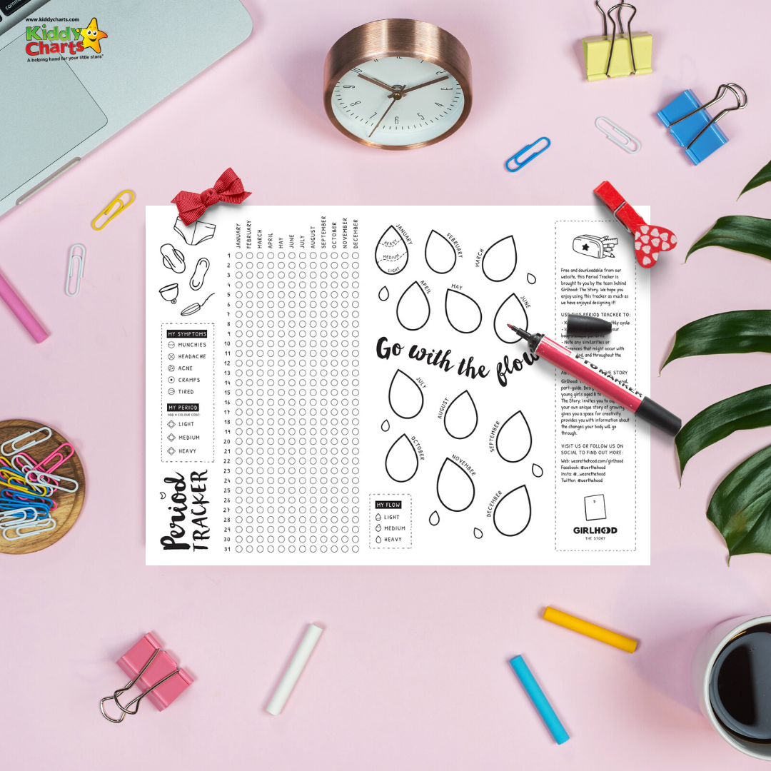 Period diary and tracker: Free printable for tweens