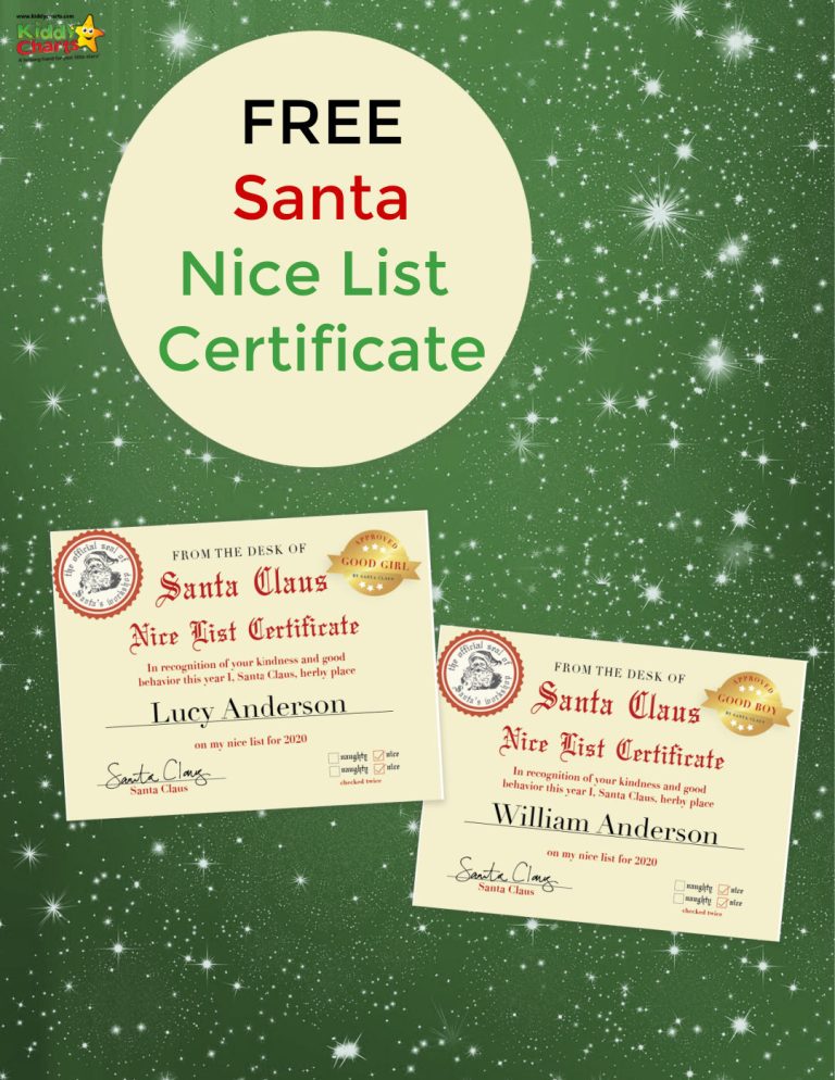 Santa Nice List Certificate, Free and Fun - kiddycharts.com