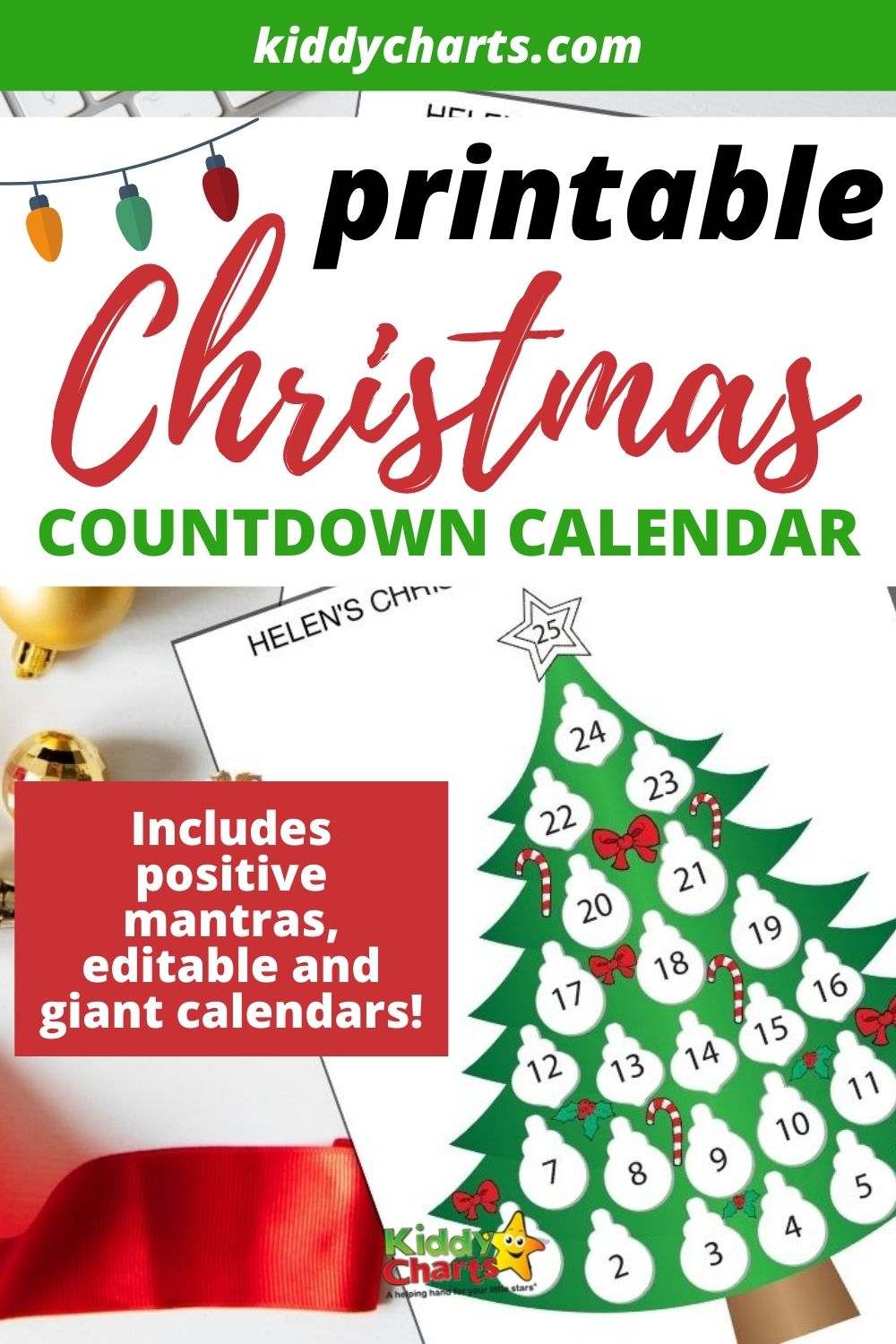 Printable Countdown Christmas Calendar - kiddycharts.com