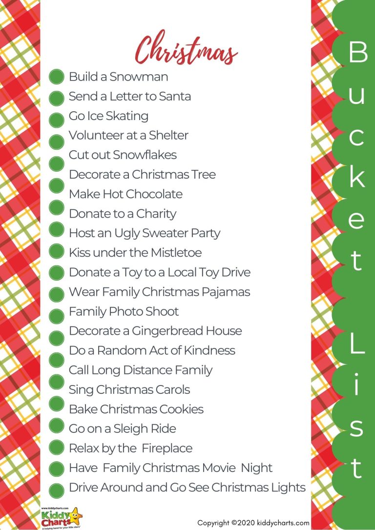 Christmas Bucket List - Activities for Kids - kiddycharts.com