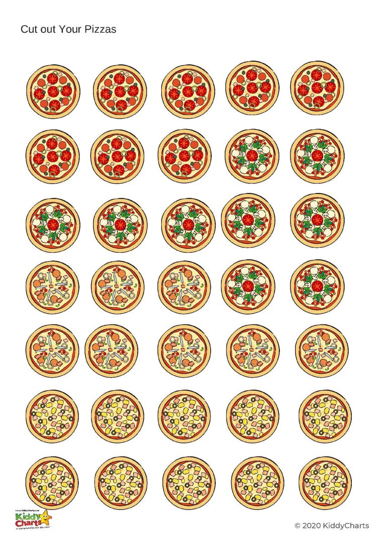 Pizza game - Printable Worksheets - kiddycharts.com