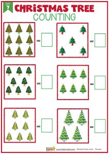 Christmas Coloring and Activities - 25 Christmas Tree - kiddycharts.com