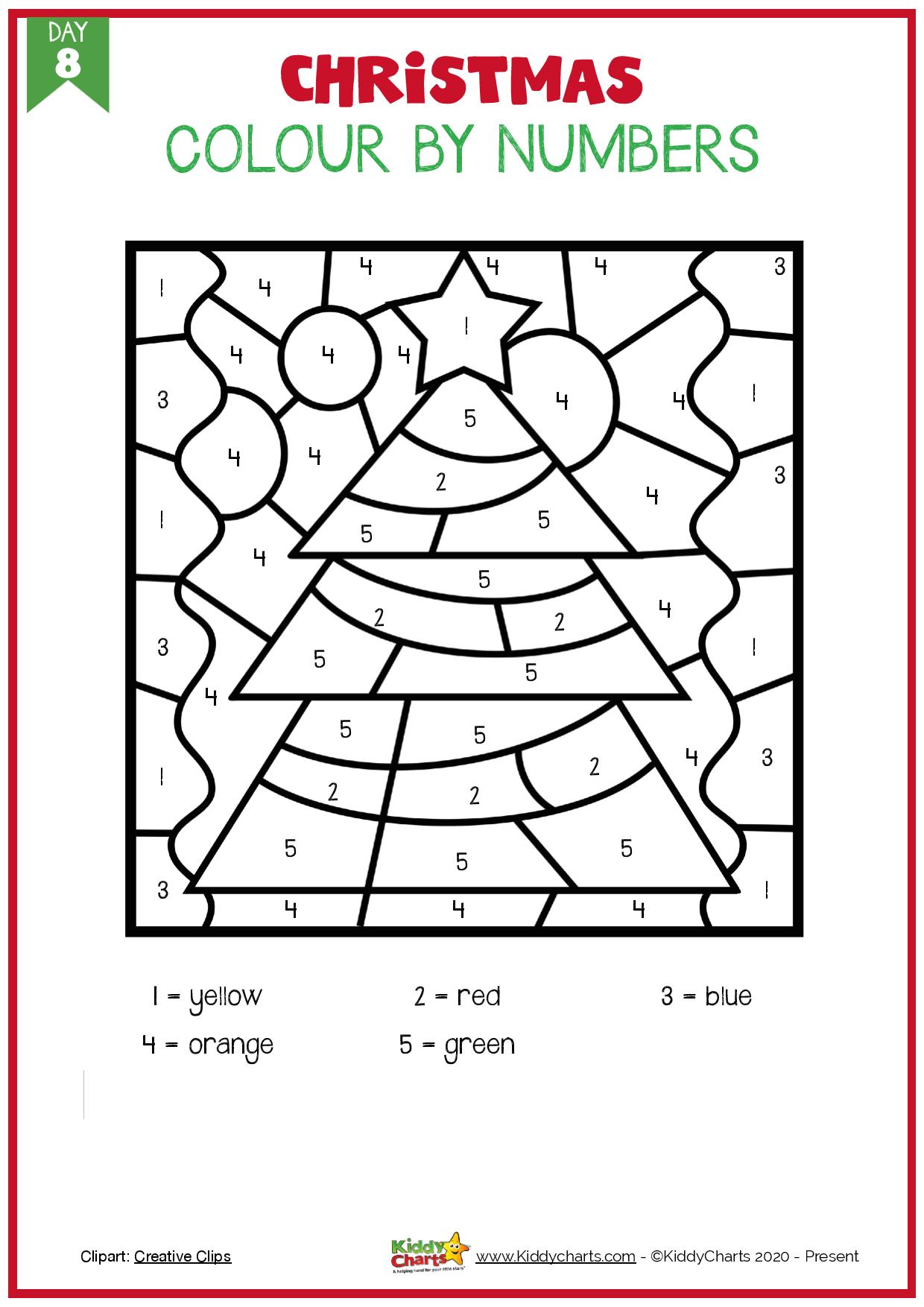 Christmas Coloring and Activities - 25 Christmas Tree - kiddycharts.com