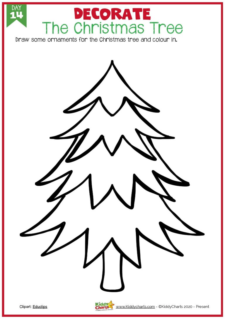 Christmas Coloring and Activities - 25 Christmas Tree - kiddycharts.com