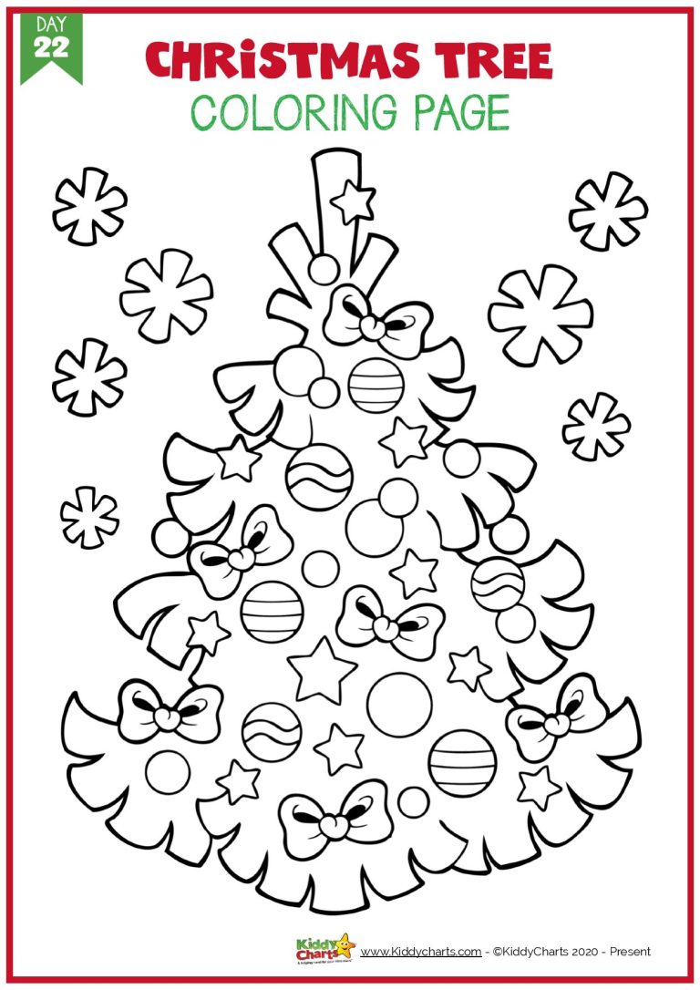 Christmas Coloring and Activities - 25 Christmas Tree - kiddycharts.com